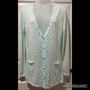 {SALE} McLaughlin blue and white zebra cardigan -S-